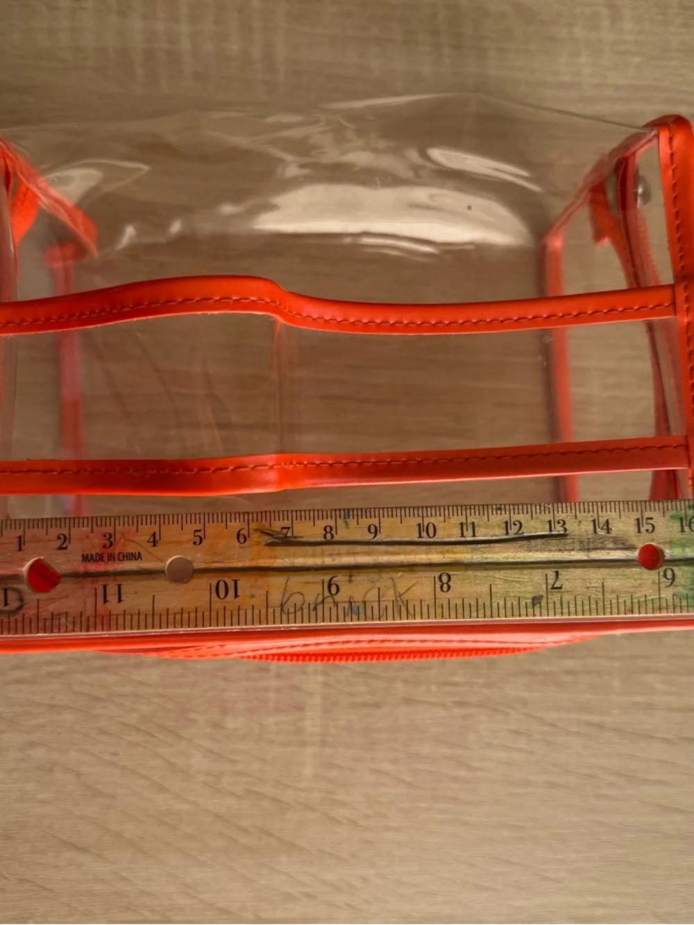 Clear Orange-Trim Cosmetic Organizer Bag